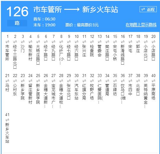 新乡公交路线详解：126路最新行车轨迹全解析